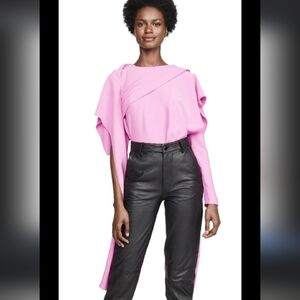 Awake Pink Draped Long-Sleeve Blouse